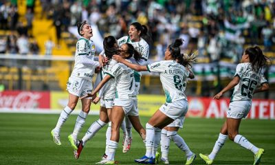 Comemoração das jogadoras do Palmeiras sobre o Atlético Nacional pela Libertadores Feminina (Divulgação/CONMEBOL Libertadores Feminina)