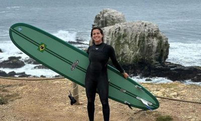 Brasileira Chloé Calmon, representante do Brasil no Longboard feminino no Pan de Santiago (Foto: Bezinho Otero)