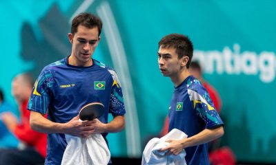 Hugo Calderano e Vitor Ishiy disputam o torneio de duplas masculinas dos Jogos Pan-Americanos de santiago-2023