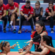 Jogadoras do SESI comemoram ponto em jogo do Campeonato Brasileiro Feminino de vôlei sentado