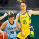Leila Zabani disputa bola na semifinal entre Brasil e Argentina no basquete feminino dos Jogos Pan-Americanos de Santiago-2023