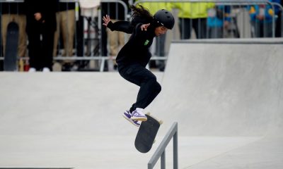 Rayssa Leal faz manobra na final do street feminino dos Jogos Pan-Americanos de Santiago-2023. Ela está na final do Mundial de skate street