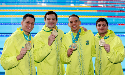 Revezamento 4x100m livre masculino do Brasil segura medalha nos Jogos Pan-Americanos de Santiago-2023