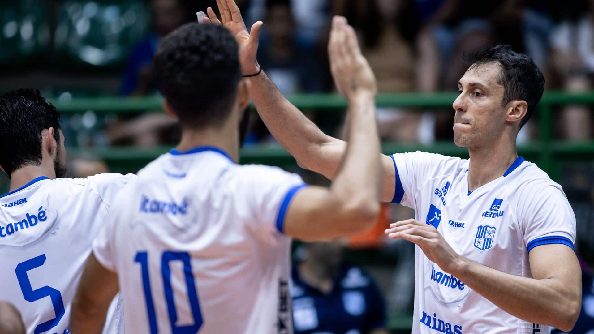 Sada Cruzeiro comemora vitória pelo Campeonato Mineiro de vôlei masculino (Foto: Hedgard Moraes/Minas Tênis Clube)