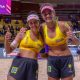 Duda e Ana Patrícia comemoram classificação para a final do Mundial de volei de Praia (Foto: FIVB)