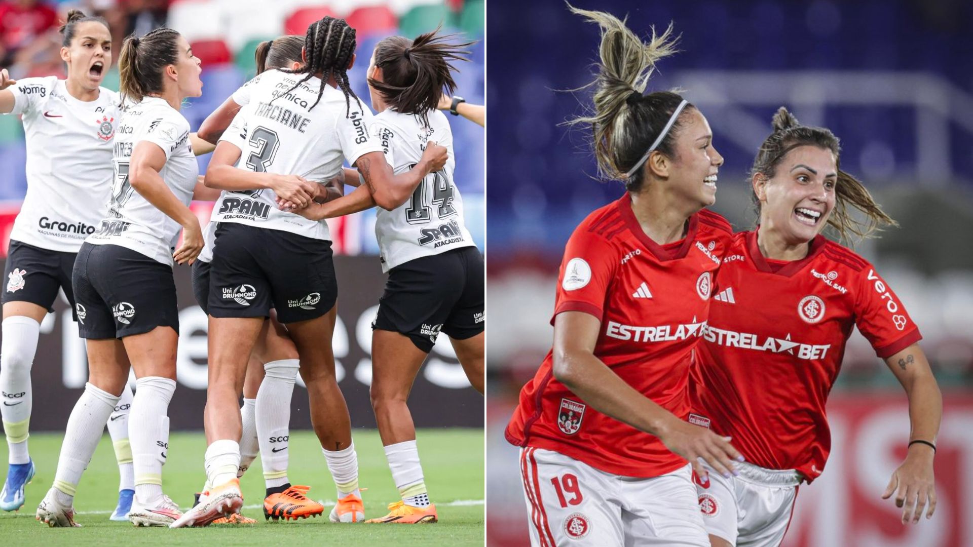 Corinthians e Internacional comemoram vaga nas semifinais da Libertadores Feminina, onde irão se encontrar (Foto: Divulgação/CONMEBOL)