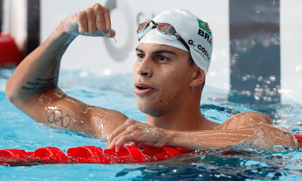 Guilherme Costa comemora o ouro nos 400m livre nos Jogos Pan-Americanos