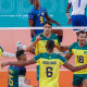 Brasil comemora ponto sobre a Colômbia nos Jogos Pan-Americanos Santiago-2023 vôlei masculino