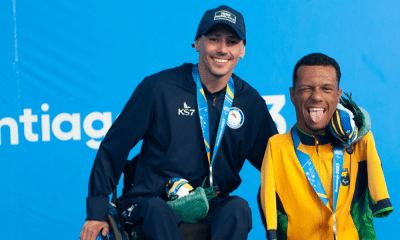 Alberto Abarza e Gabriel Araújo, o Gabrielzinho, no pódio dos Jogos Parapan-Americanos