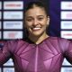 Alice Gomes, ginasta que classificou o Brasil aos Jogos Olímpicos de Paris-2024 na ginástica de trampolim (Ricardo Bufolin/CBG); Camilla Lopes também está na final do Mundial