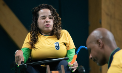 Evelyn de Oliveira durante a disputa da bocha no Parapan de Santiago-2023; Maciel Santos