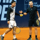 Fernando Romboli e Szymon Walkow se cumprimentam no Challenger de Maia