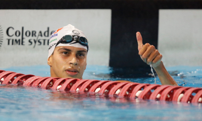 Guilherme Costa no Troféu José Finkel natação. Ele já encerrou sua participação no Mundial de Doha
