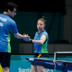 Israel Stroh e Jennyfer Parinos em ação como duplas no Parapan de Santiago-2023 com o tênis de mesa