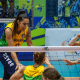 Jogadoras do Brasil vibram com ponto na Copa do Mundo de vôlei sentado