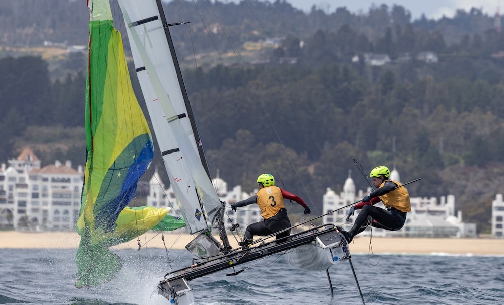 Samuel Reis Albrecht y Gabriela Nicolino De Sa nacra vela pan santiago-2023 em disputa por vaga olímpica para paris-2024
