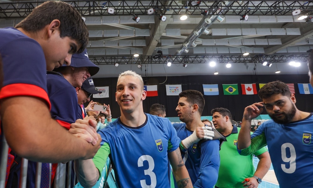 Goalball do brasil faz a festa da torcida masculino Leomon Moreno e Paulo Saturnino romário marques jogos parapan-americanos santiago-2023