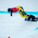 André Barbieri em ação no banked slalom da Europe Cup de parasnoboard; Vanessa Molon