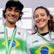 Gustavo Bala Loka e Carolina Bittencourt com medalha de ouro do Campeonato Brasileiro de BMX Freestyle Park