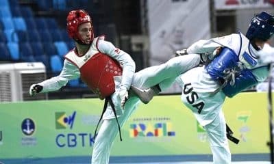 Na imagem, Luiz Felipe Aquino chutando durante o combate.