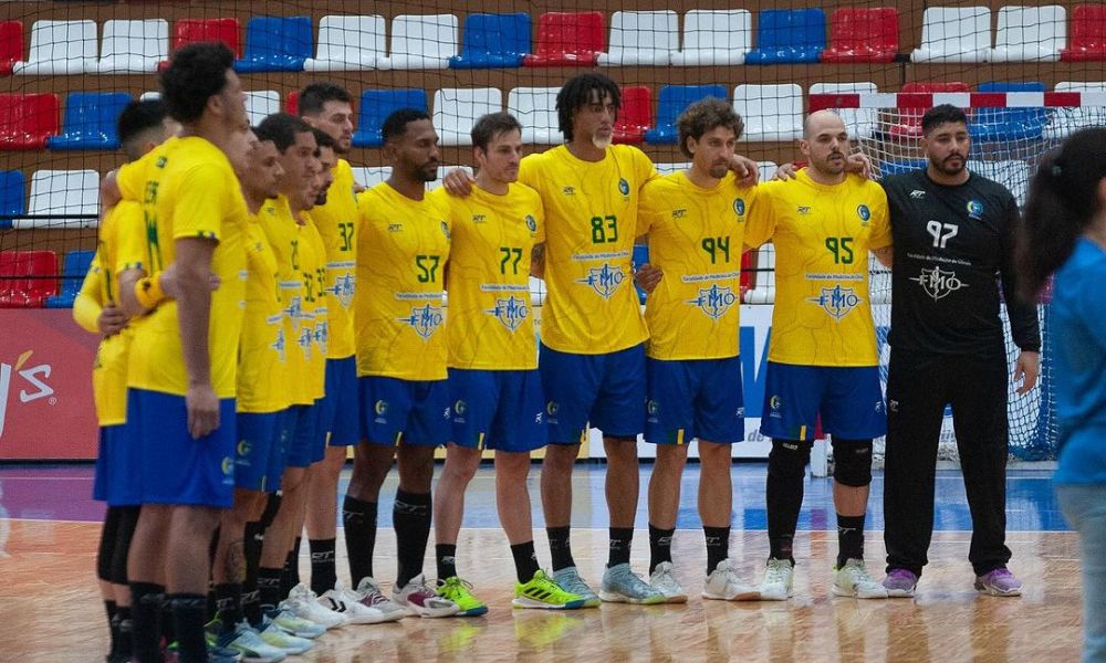 Equipe da seleção brasileira masculina de handebol para a disputa do Sul-Centro Americano (Divulgação/Handball SCA)