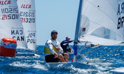 Bruno Fontes, brasileiro em ação no Mundial de Laser e classificado para Paris-2024 (Foto: Down Under Sail)