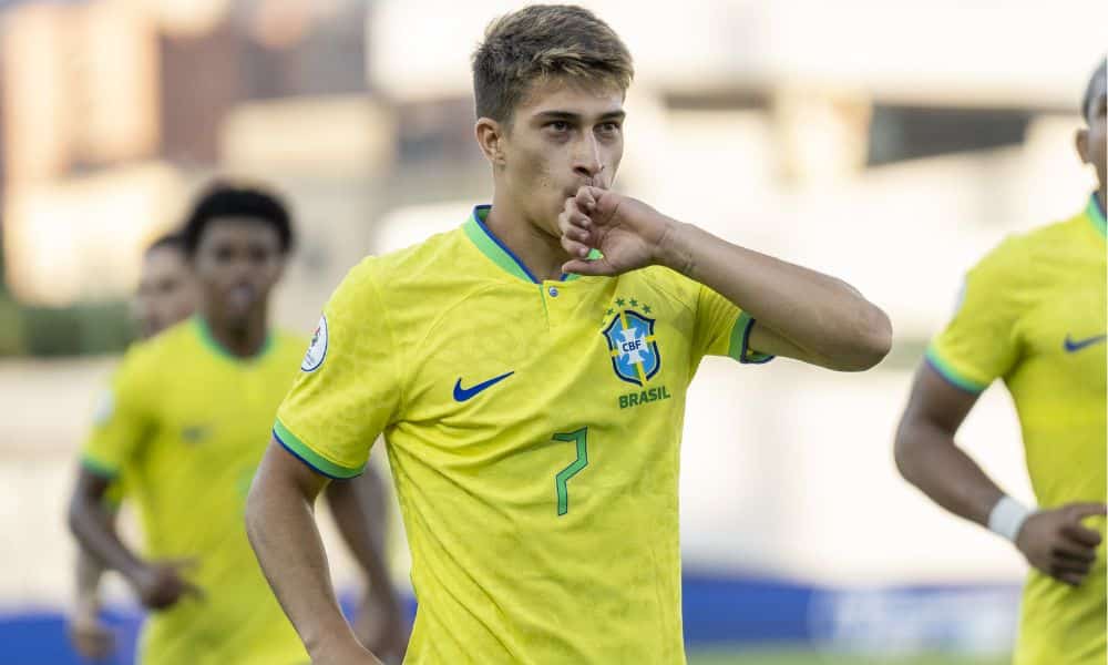 Comemoração do meia Gabriel Pirani na vitória do Brasil sobre o Equador no Pré-Olímpico (Joilson Marconne/CBF)