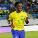 Endrick comemora após marcar gol em jogo Brasil x Colômbia pelo Pré-Olímpico