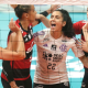 Jogadoras do Sesc Flamengo comemoram vitória na Superliga Feminina de vôlei sobre o Maringá