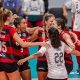 Equipe do Sesc Flamengo em ação na Superliga Feminina (Paula Reis/CRF)