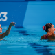 Gabriela Regly e Laura Miccuci em ação no dueto técnico do nado artístico do Mundial de Doha