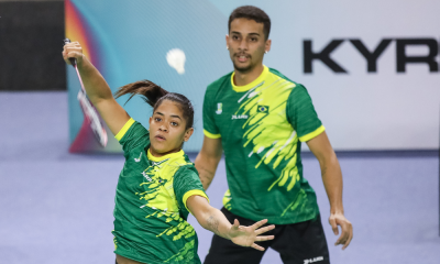Jaqueline Lima e Fabrício Farias em ação no Internacional Challenge do Irã de badminton