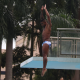 Luís Felipe Moura em ação no trampolim 1m no Mundial de Doha; Rafael Borges