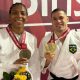 Rafaela Silva e Willian Lima posando com as medalhas de bronze no Grand Slam de Tbilisi (Foto: CBJ)