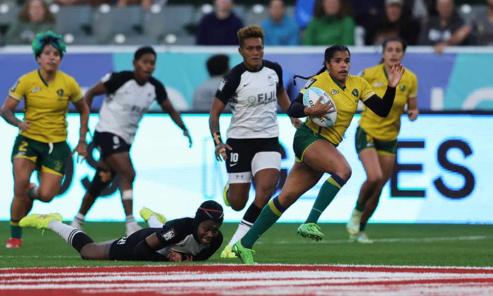 Yaras em ação na etapa de Los Angeles do circuito mundial de rúgbi sevens