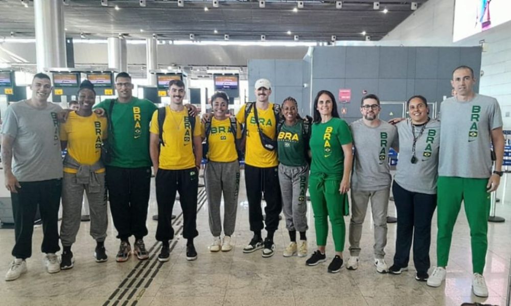 Seleção brasileira de basquete 3x3 embarcando para o Pré-Olímpico (Divulgação/CBB)