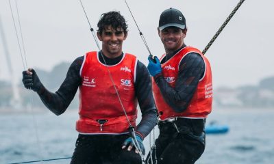 Marco Grael e Gabriel Simões em ação na Semana Olímpica de Hyères de vela (Foto: Sailing Energy)