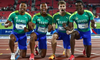 Rodrigo Nascimento, Erik Felipe, Renan Gallina e Felipe Bardi, representantes do Brasil no 4x100m do Mundial de Revezamentos (Wagner Carmo/CBAt)