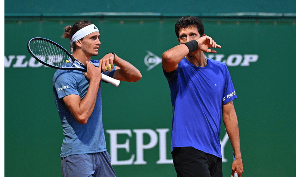 Marcelo Melo e Alexander Zverev em ação no Masters 1000 de Monte Carlo