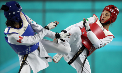 Maria Clara Pacheco em ação durante Pré-Olímpico das Américas de taekwondo, classificatório para Paris-2024
