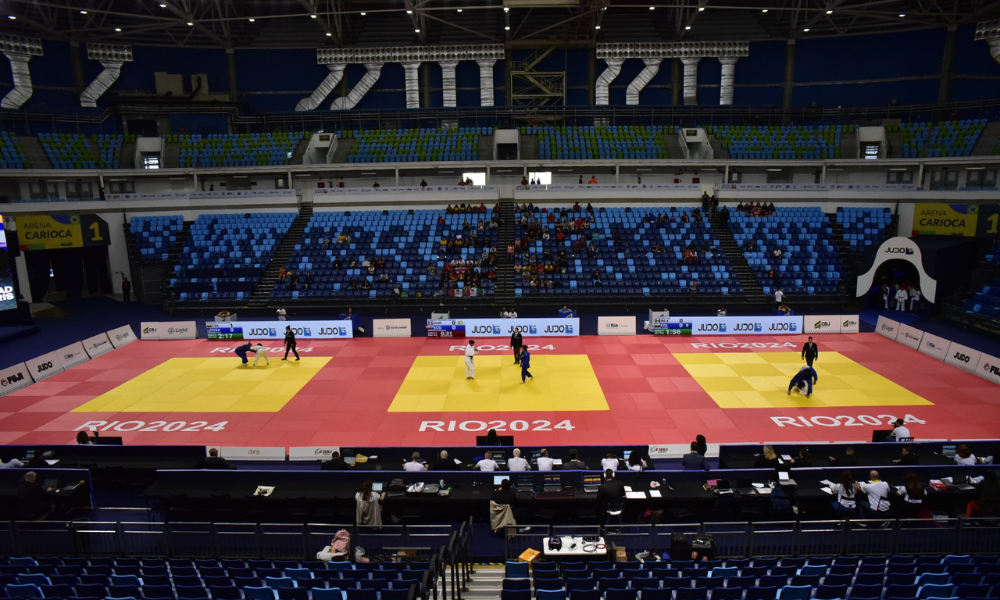 Foto panorâmica da Arena Carioca 1, onde acontecerá o Campeonato Pan-Americano e da Oceania de judô