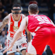 Yago com máscara em reestreia pelo Estrela Vermelha na ABA League de basquete