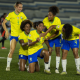 Rebeca após marcar gol em Brasil x Colômbia no Sul-Americano Feminino sub-20 de futebol