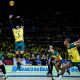 Bruninho levanta bola durante partida de estreia da Liga das Nações de vôlei masculino. Brasil x Cuba