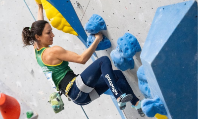Marina Dias em ação na etapa de Salt Lake da Copa do Mundo de paraescalada (Foto: IFSC Climbing)