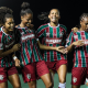 Jogadoras do Fluminense celebrando um dos gols da vitória sobre o Palmeiras pelo Brasileiro Feminino (Marina Garcia/Fluminense)