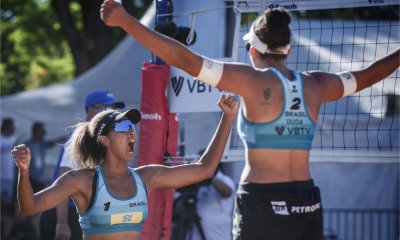 Duda e Ana Patrícia vibram com vitória no Elite 16 de Brasília de vôlei de praia
