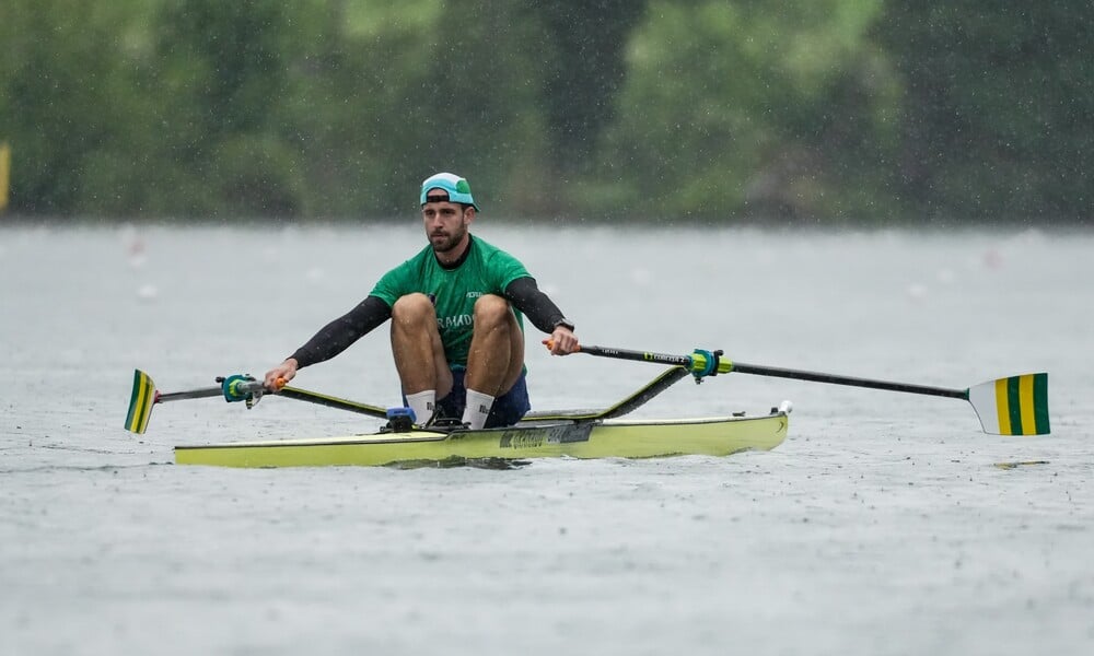 Lucas Verthein para nas quartas da Copa do Mundo de Remo,paris-2024, remo