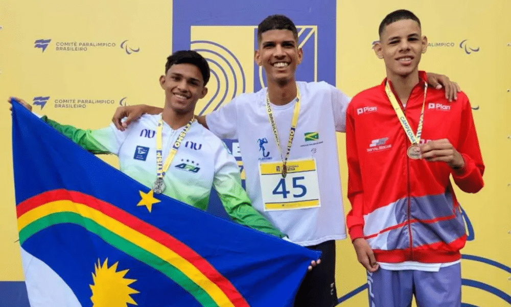 Pódio dos 100m T35 no Brasileiro Sub-17 de atletismo paralímpico