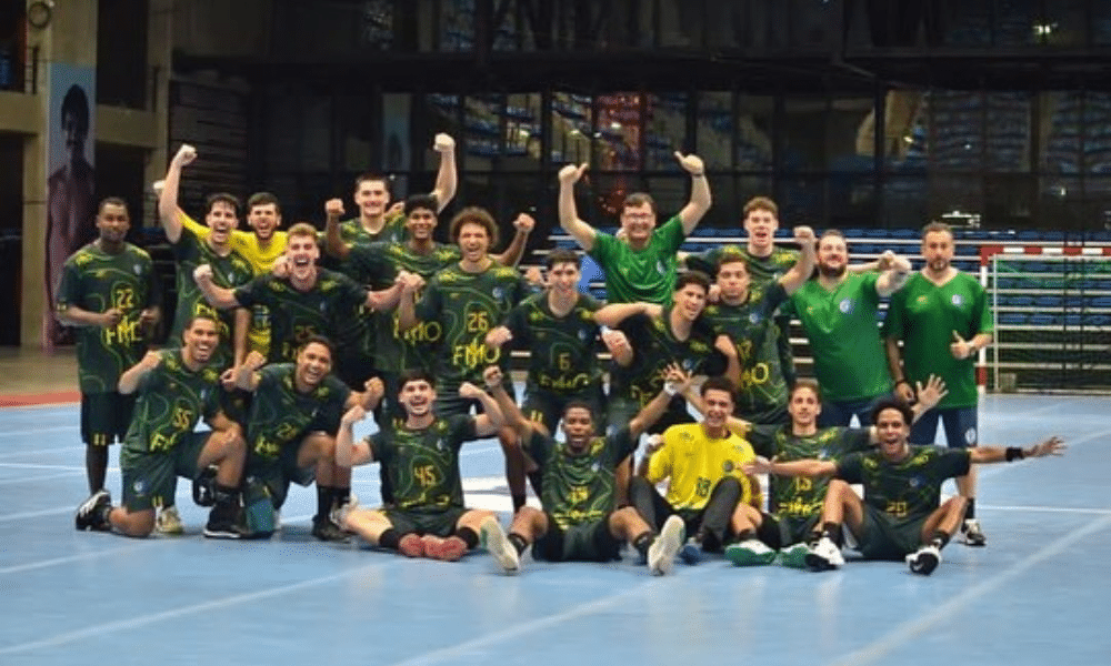 Equipe do Brasil que garantiu a vaga no Mundial Júnior de handebol masculino